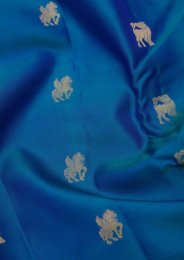 Peacock Blue Kanjivaram Pure Silk Saree