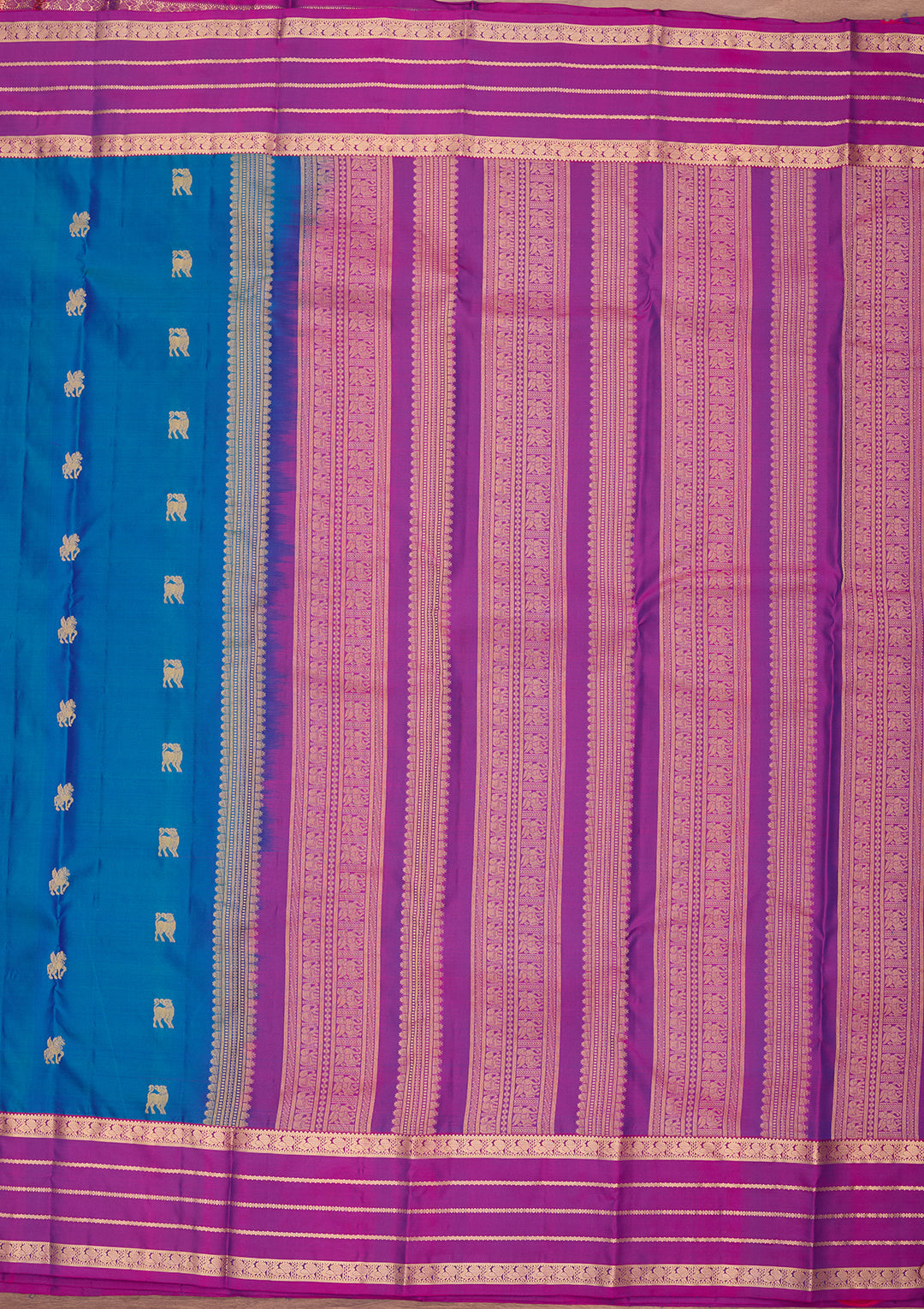 Peacock Blue Kanjivaram Pure Silk Saree