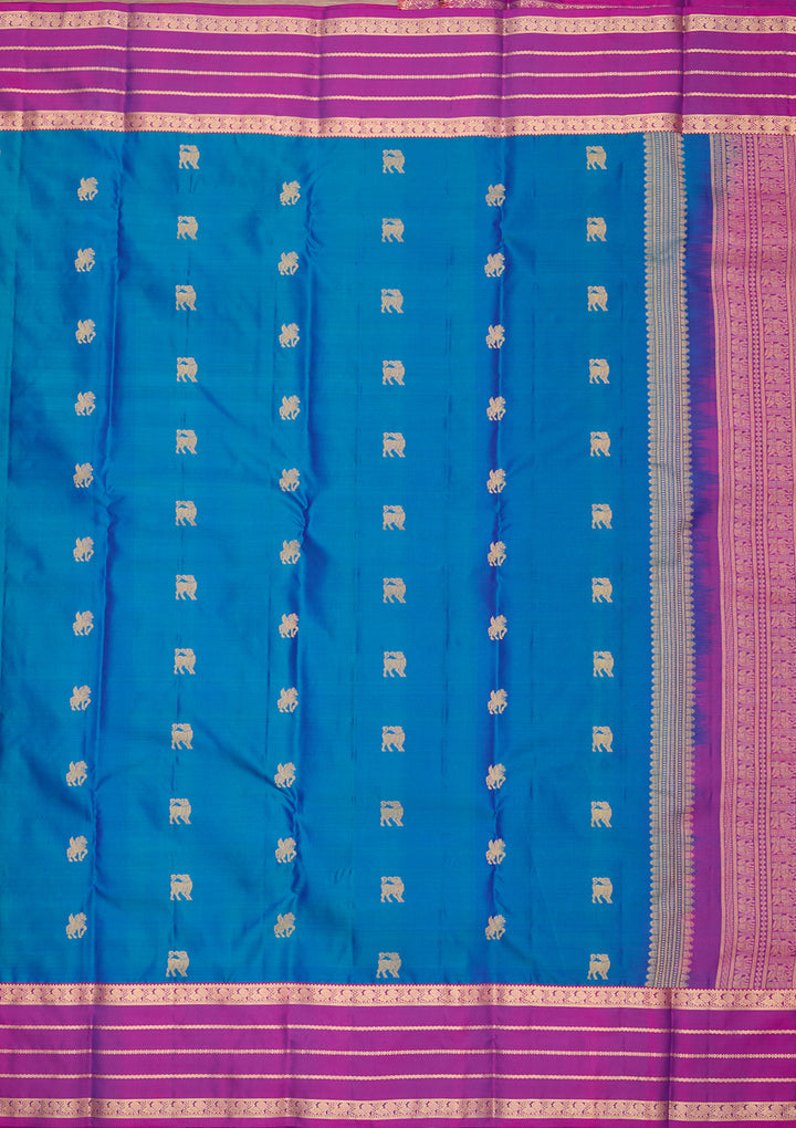 Peacock Blue Kanjivaram Pure Silk Saree