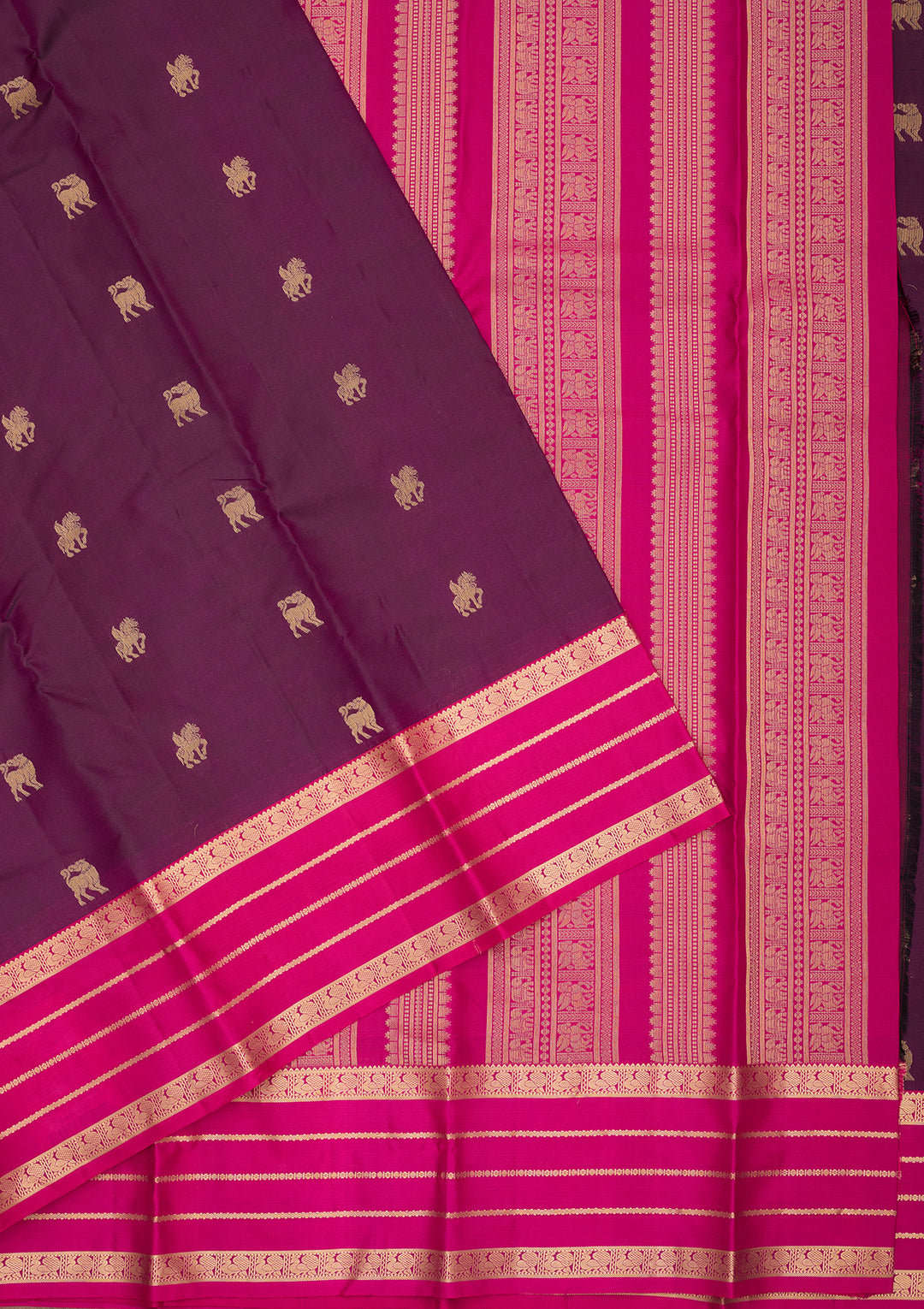 Wine Silk Buti Saree With Matching Blouse Piece
