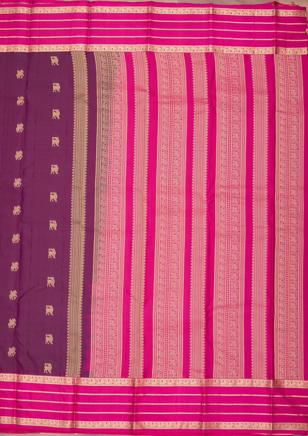 Wine Silk Buti Saree With Matching Blouse Piece