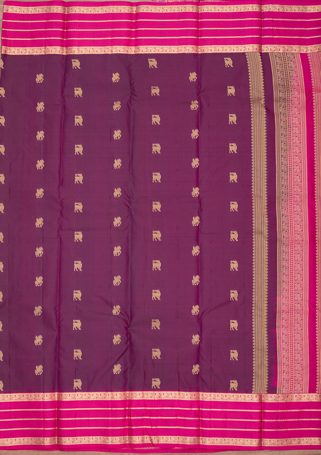 Wine Silk Buti Saree With Matching Blouse Piece