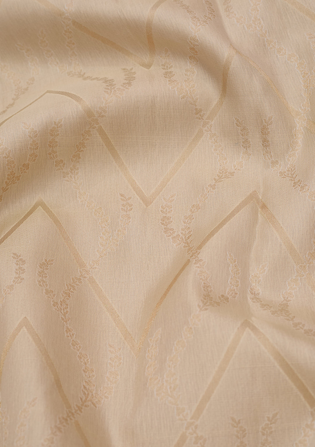 Cream Silk Jaal Saree With Matching Blouse Piece