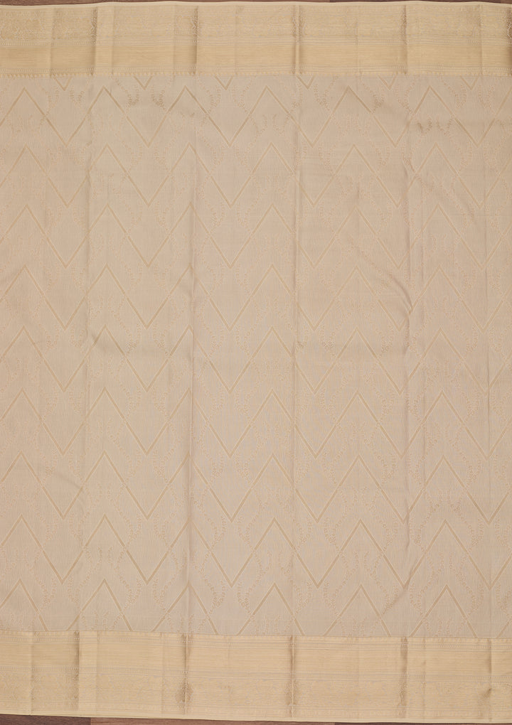 Cream Silk Jaal Saree With Matching Blouse Piece