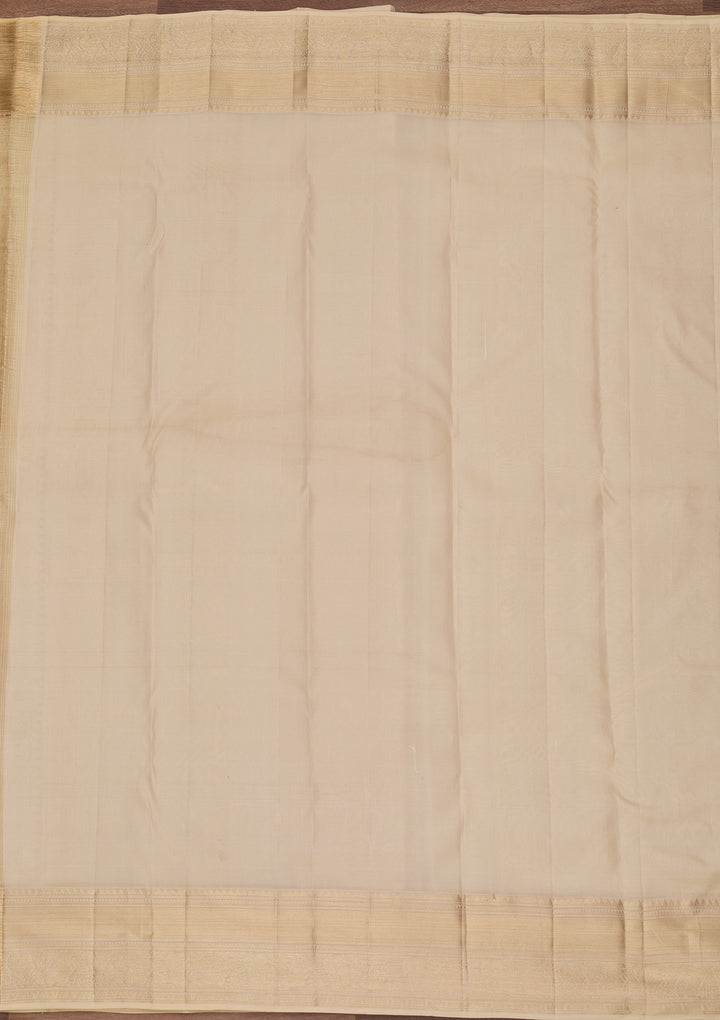 Cream Silk Jaal Saree With Matching Blouse Piece