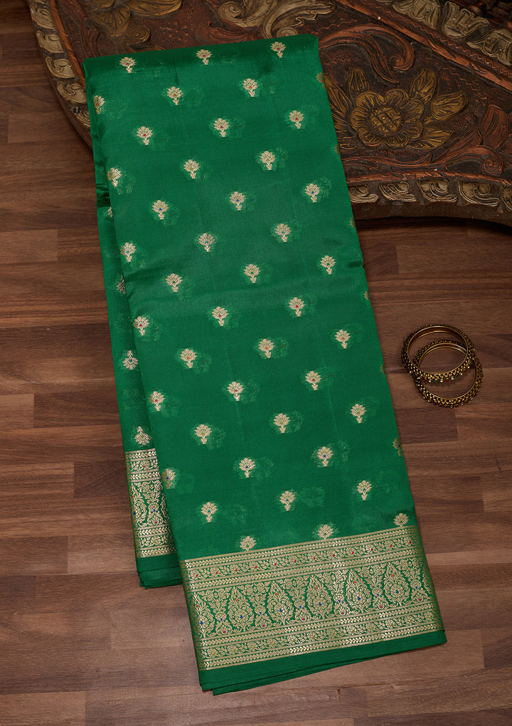 Rama Green Banarasi Pure Silk Saree