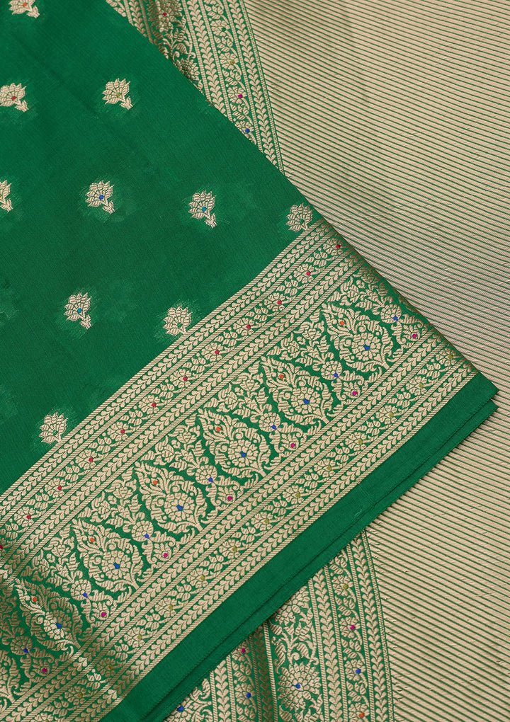 Rama Green Banarasi Pure Silk Saree