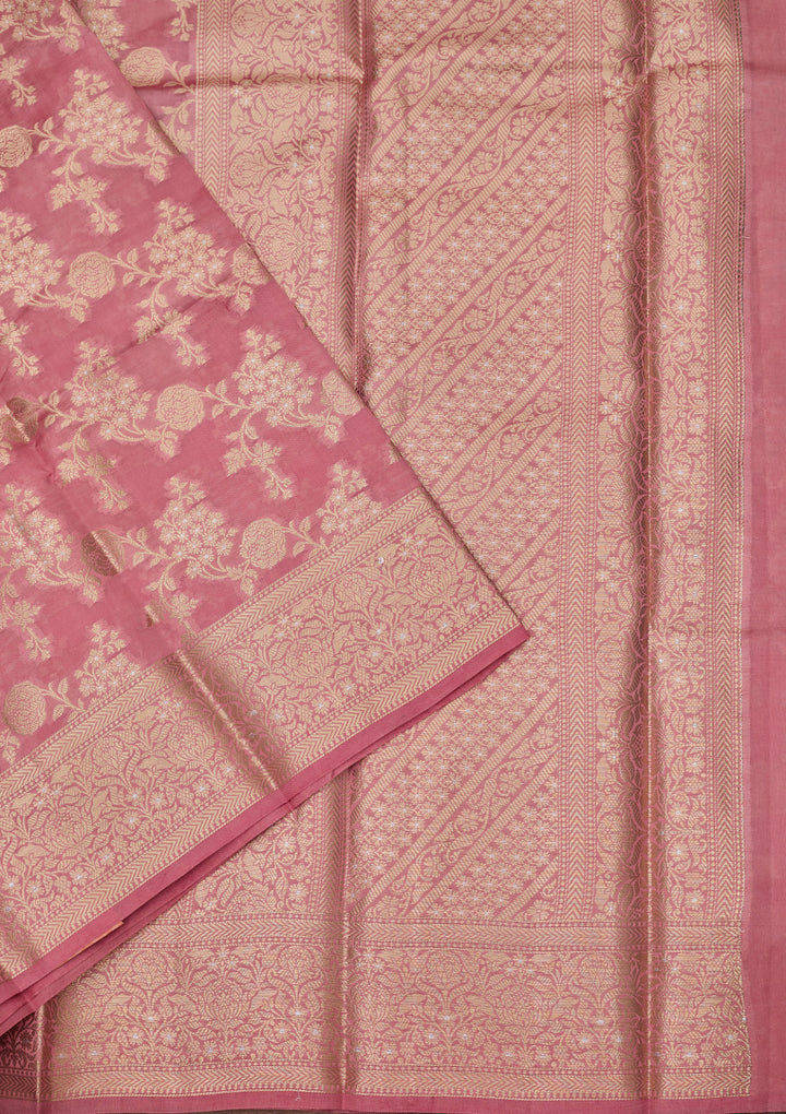 Baby Pink Banarasi Pure Silk Saree