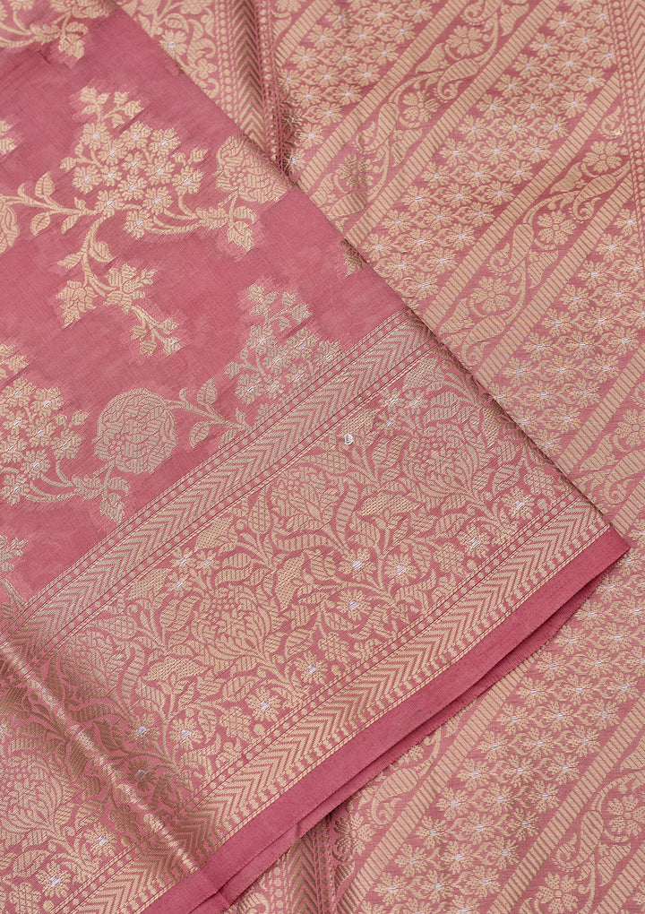 Baby Pink Banarasi Pure Silk Saree