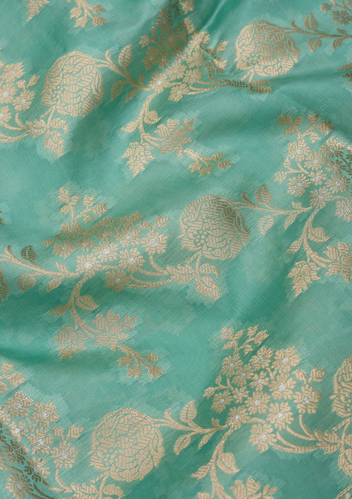 Sea Green Banarasi Pure Silk Saree