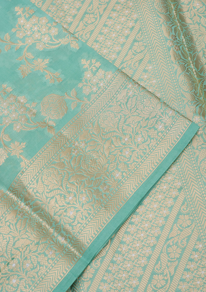 Sea Green Banarasi Pure Silk Saree