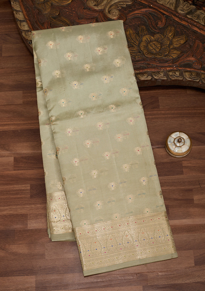 Pista Green Banarasi Pure Silk Saree