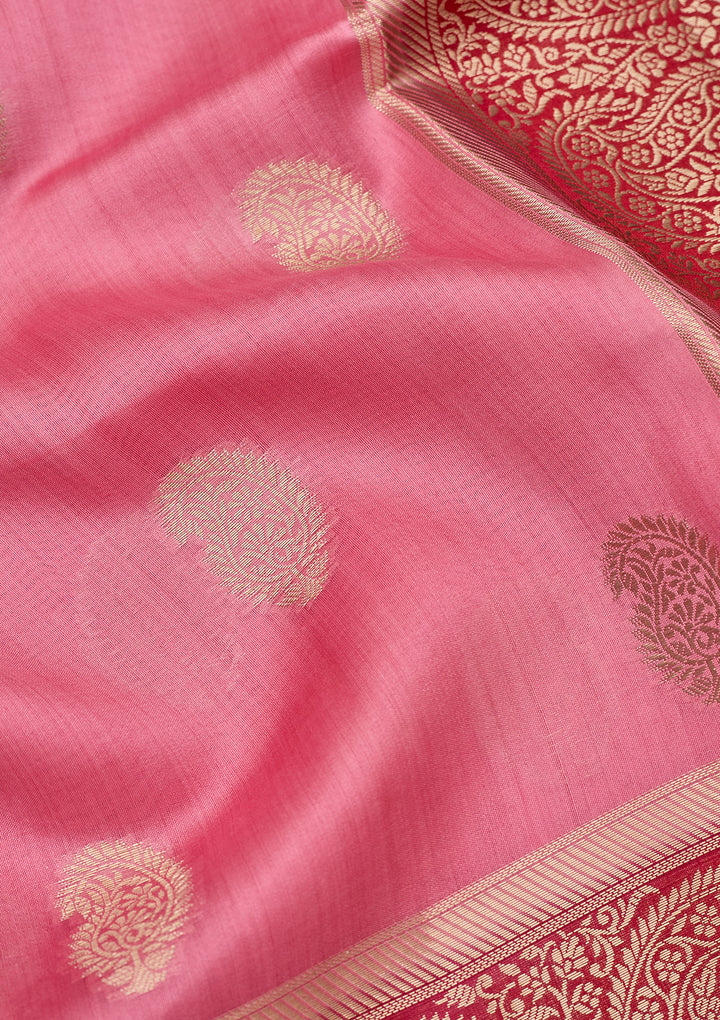 Baby Pink Banarasi Pure Silk Saree