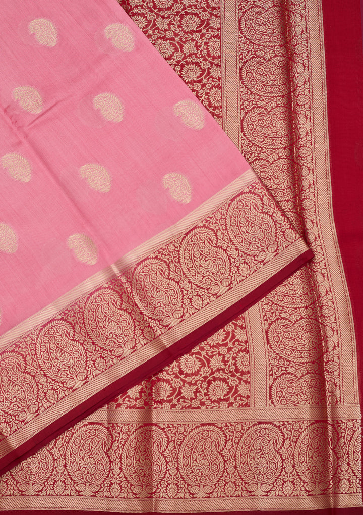 Baby Pink Banarasi Pure Silk Saree