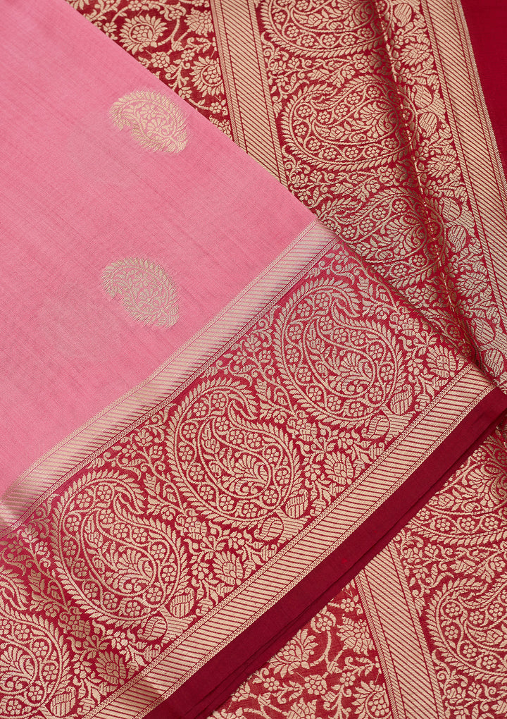 Baby Pink Banarasi Pure Silk Saree