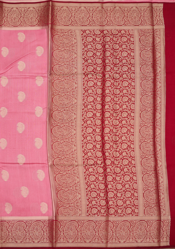 Baby Pink Banarasi Pure Silk Saree
