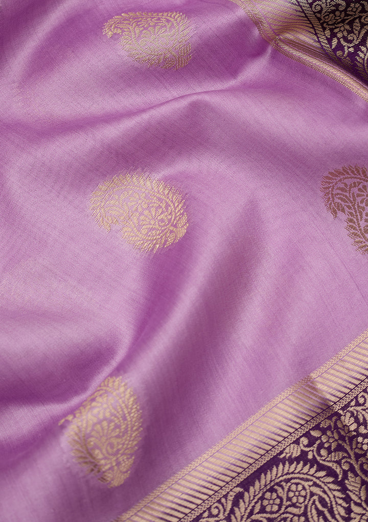 Lavender Banarasi Pure Silk Saree