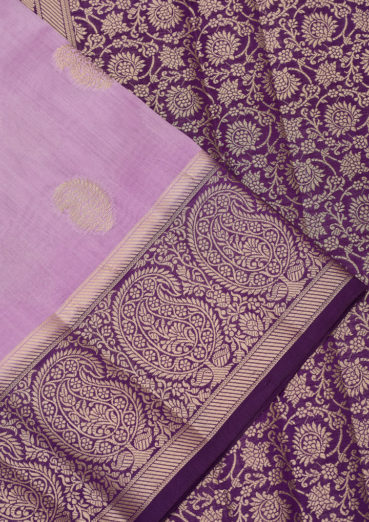 Lavender Banarasi Pure Silk Saree