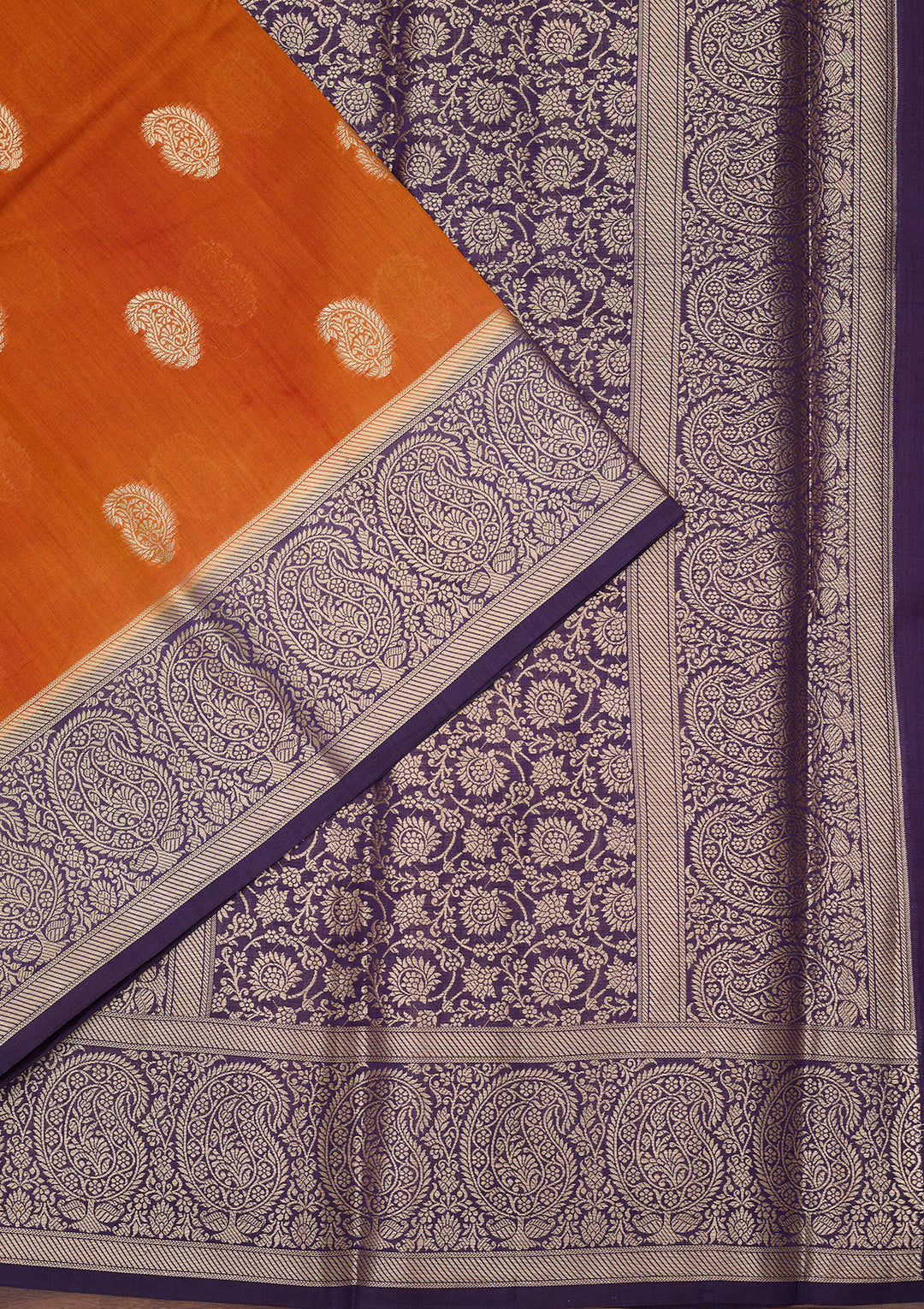 Rust Banarasi Pure Silk Saree