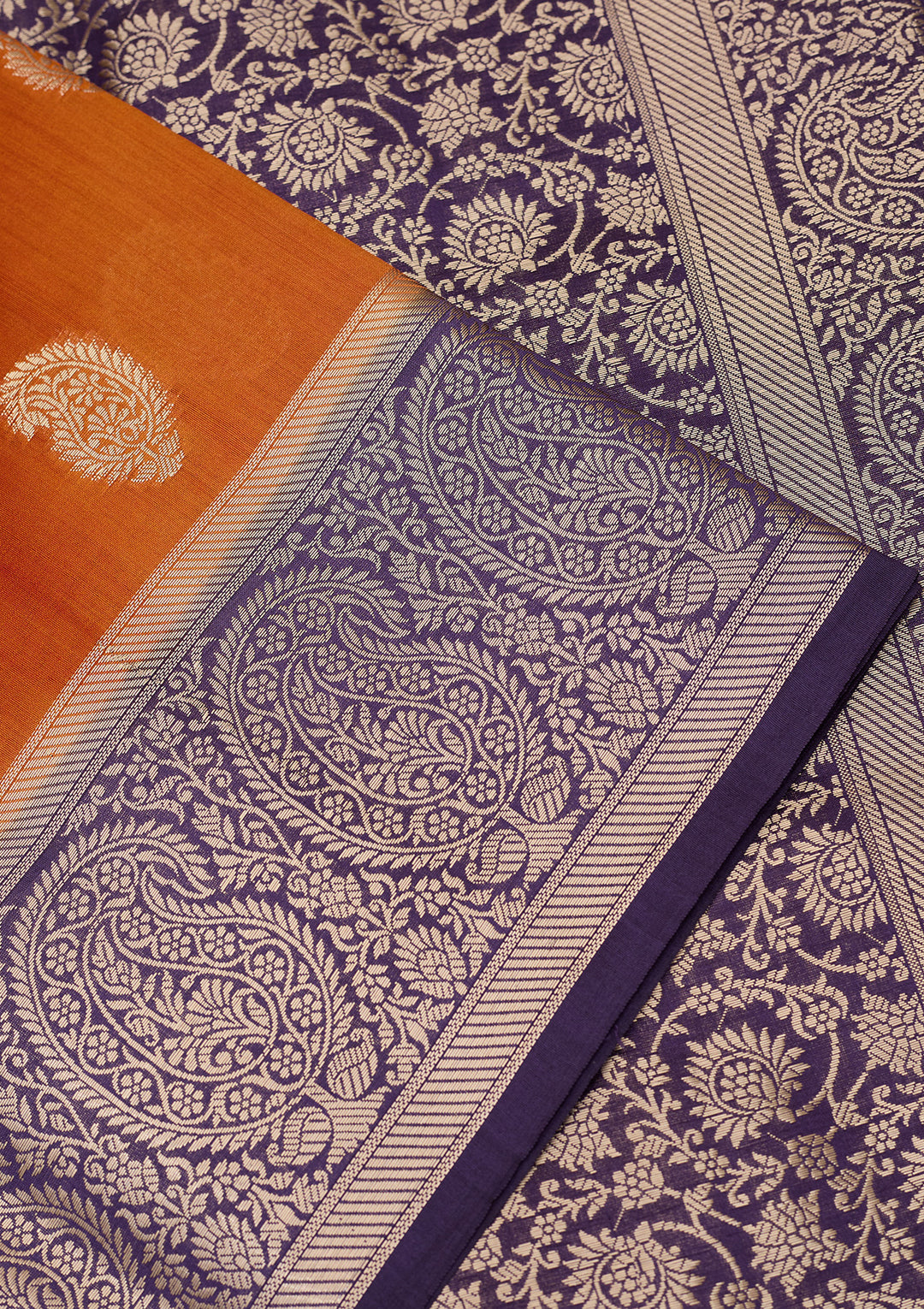 Rust Banarasi Pure Silk Saree