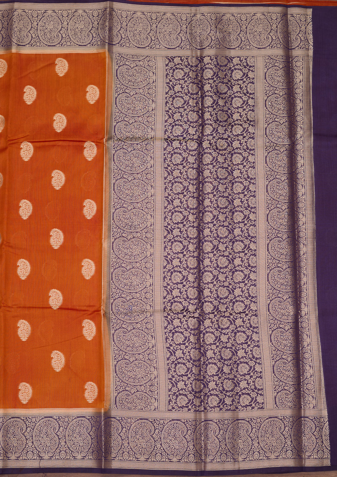 Rust Banarasi Pure Silk Saree