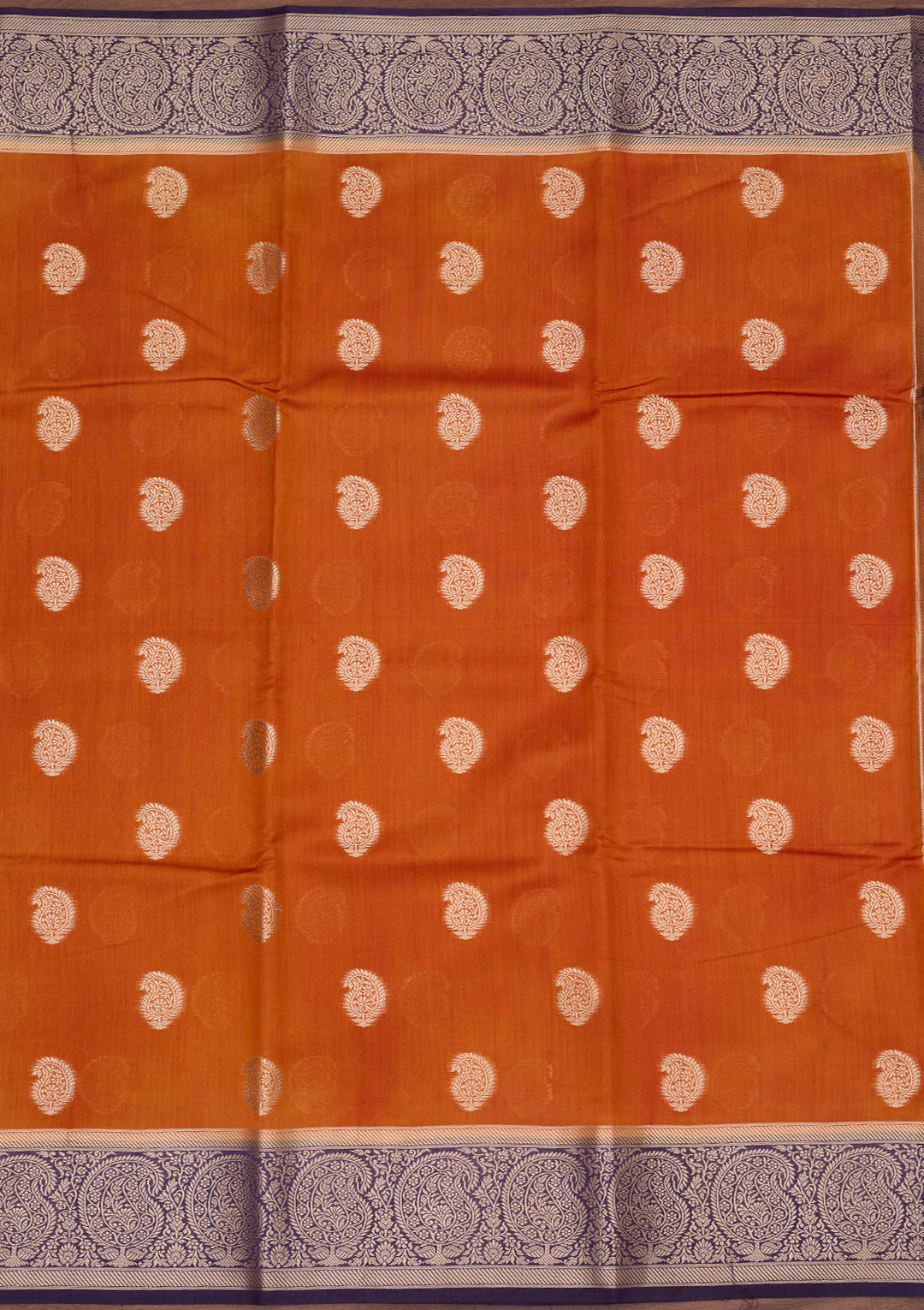 Rust Banarasi Pure Silk Saree