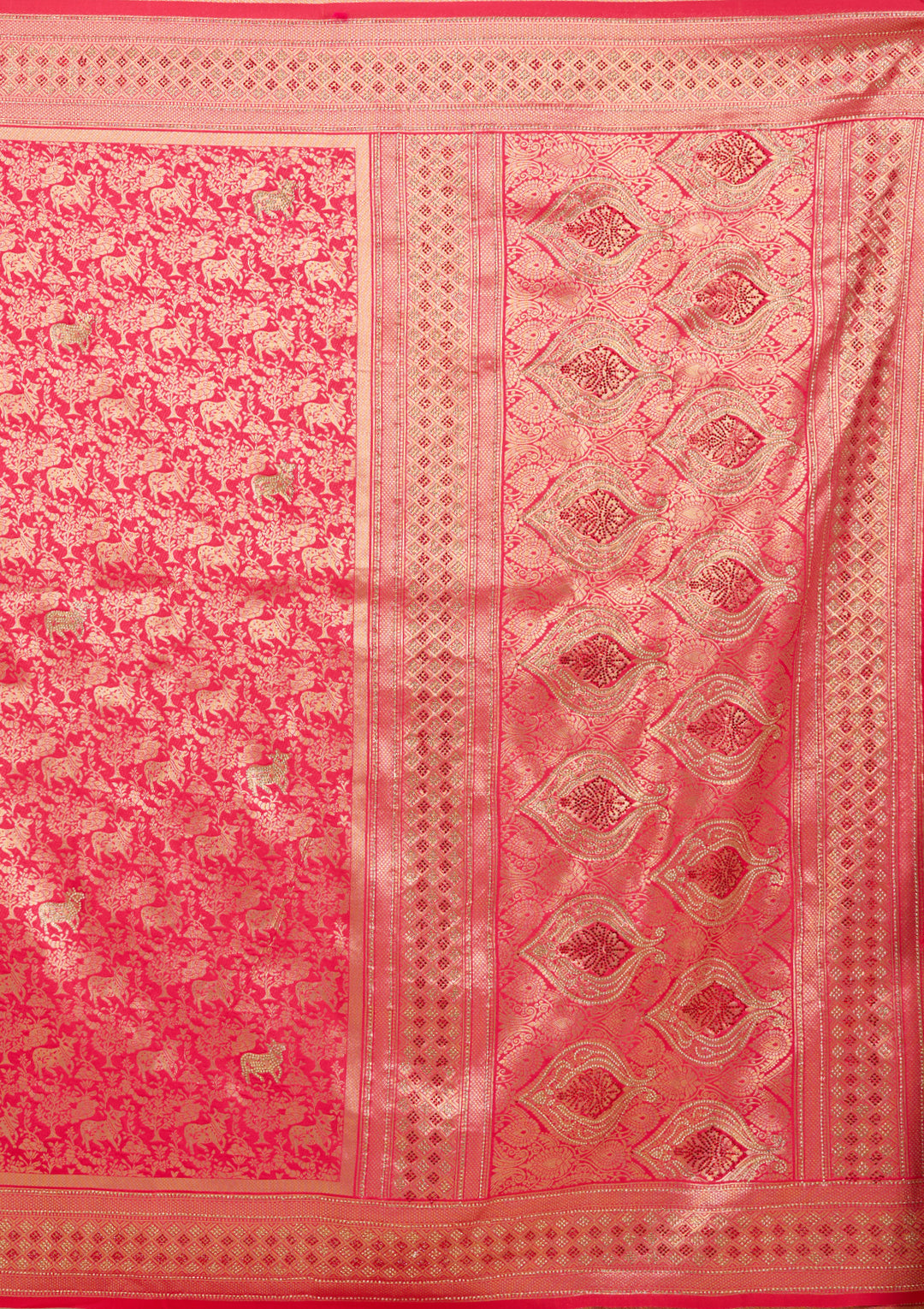 Rani Pink Banarasi Art Silk Saree With Matching Blouse Piece
