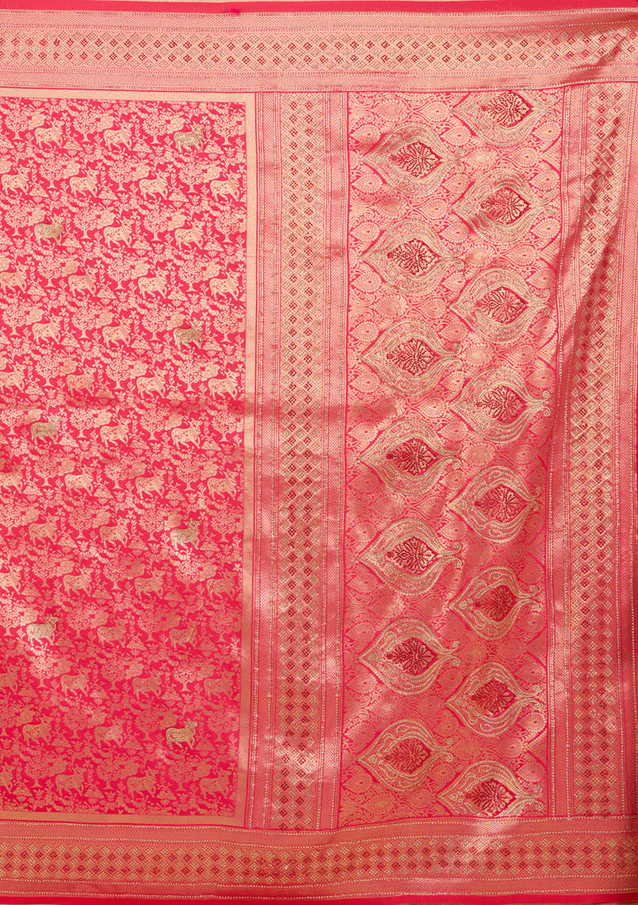 Rani Pink Banarasi Art Silk Saree With Matching Blouse Piece