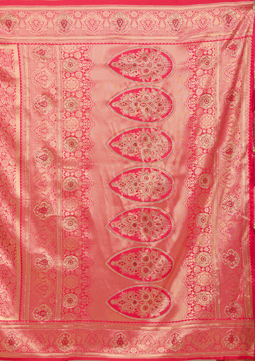 Rani Pink Banarasi Art Silk Saree With Matching Blouse Piece