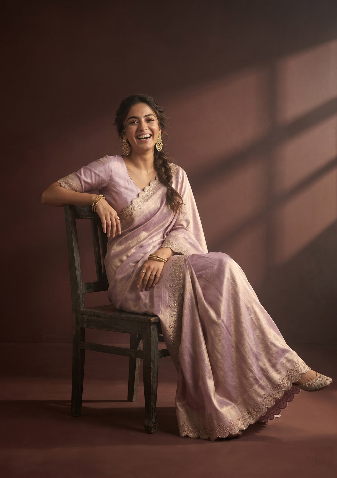 Lavender Swarovski Art Silk Saree