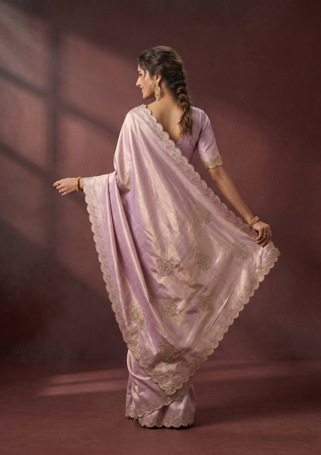 Lavender Swarovski Art Silk Saree