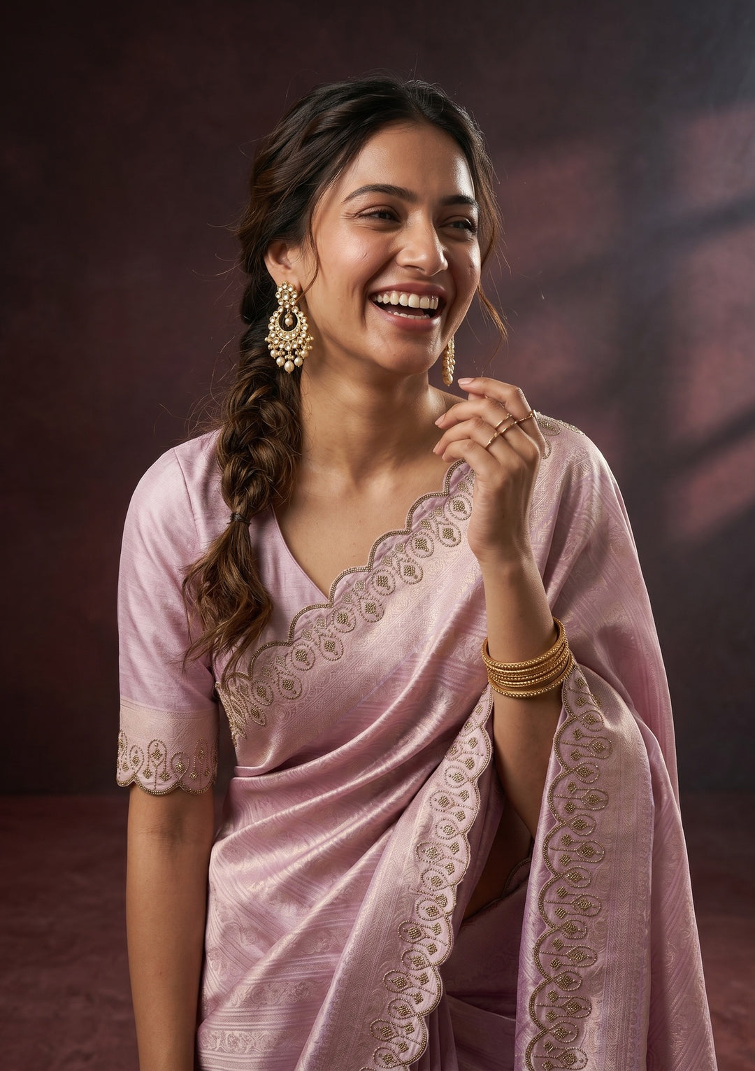 Lavender Swarovski Art Silk Saree