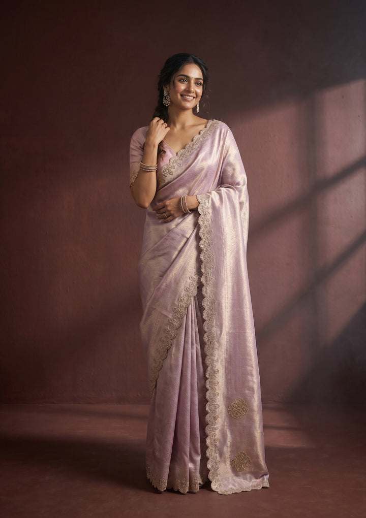 Lavender Swarovski Art Silk Saree