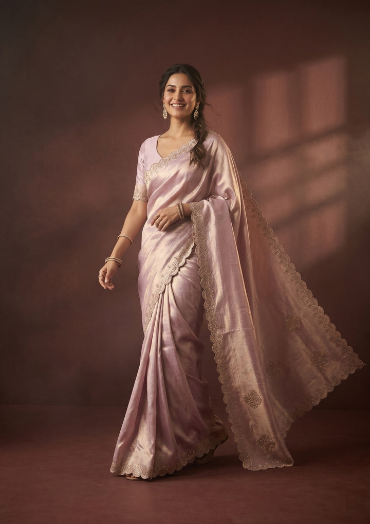 Lavender Swarovski Art Silk Saree