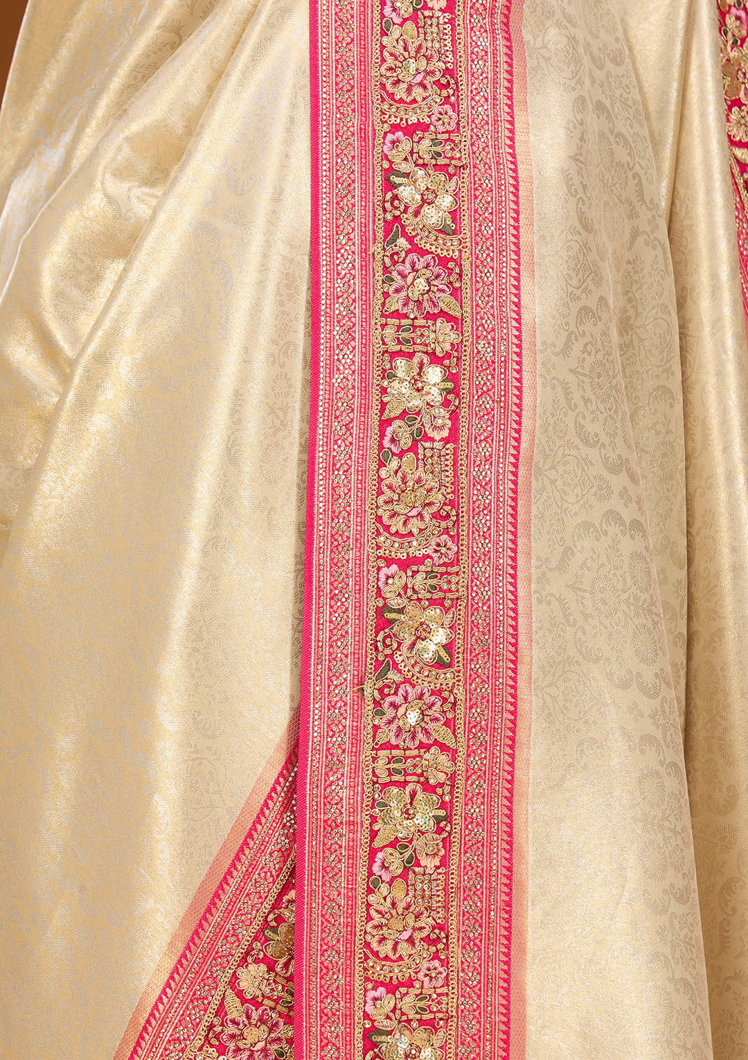 Multi Silk Jaal Threadwork Saree With Matching Blouse Piece