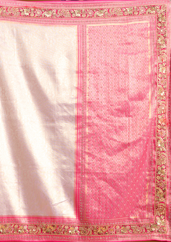 Lavender Banarasi Art Silk Saree With Matching Blouse Piece