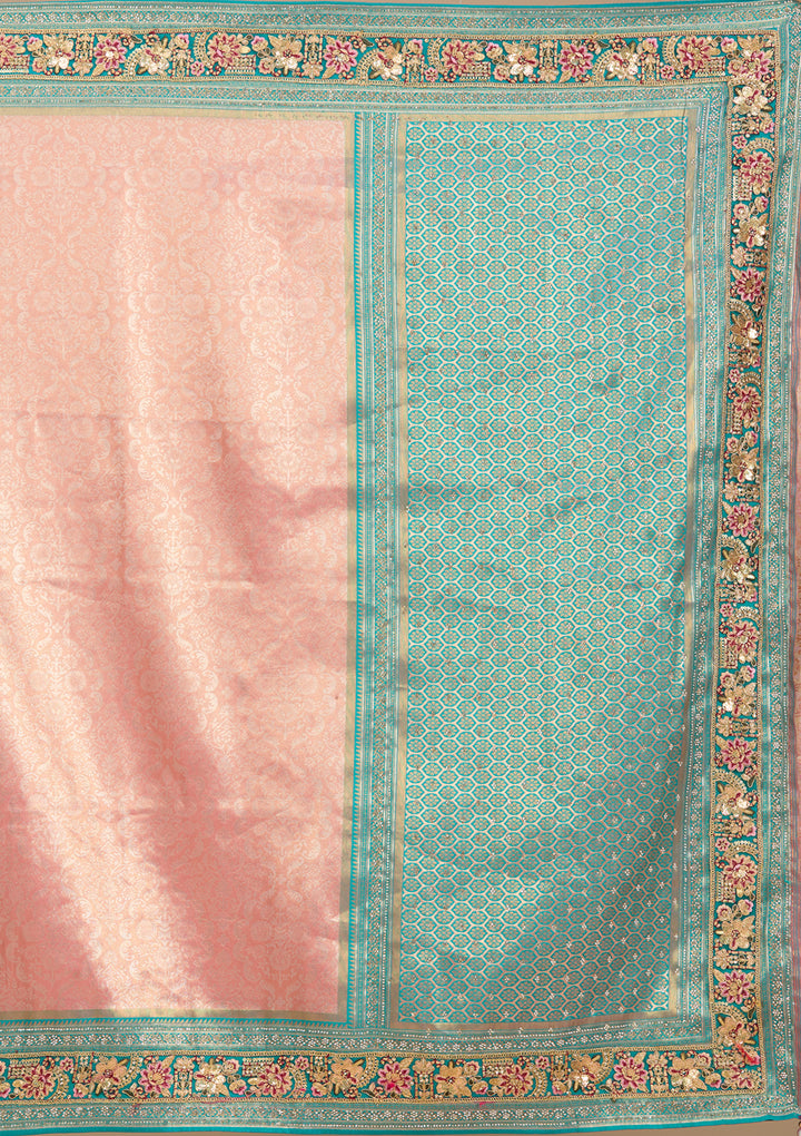 Onion Pink Banarasi Art Silk Saree With Matching Blouse Piece