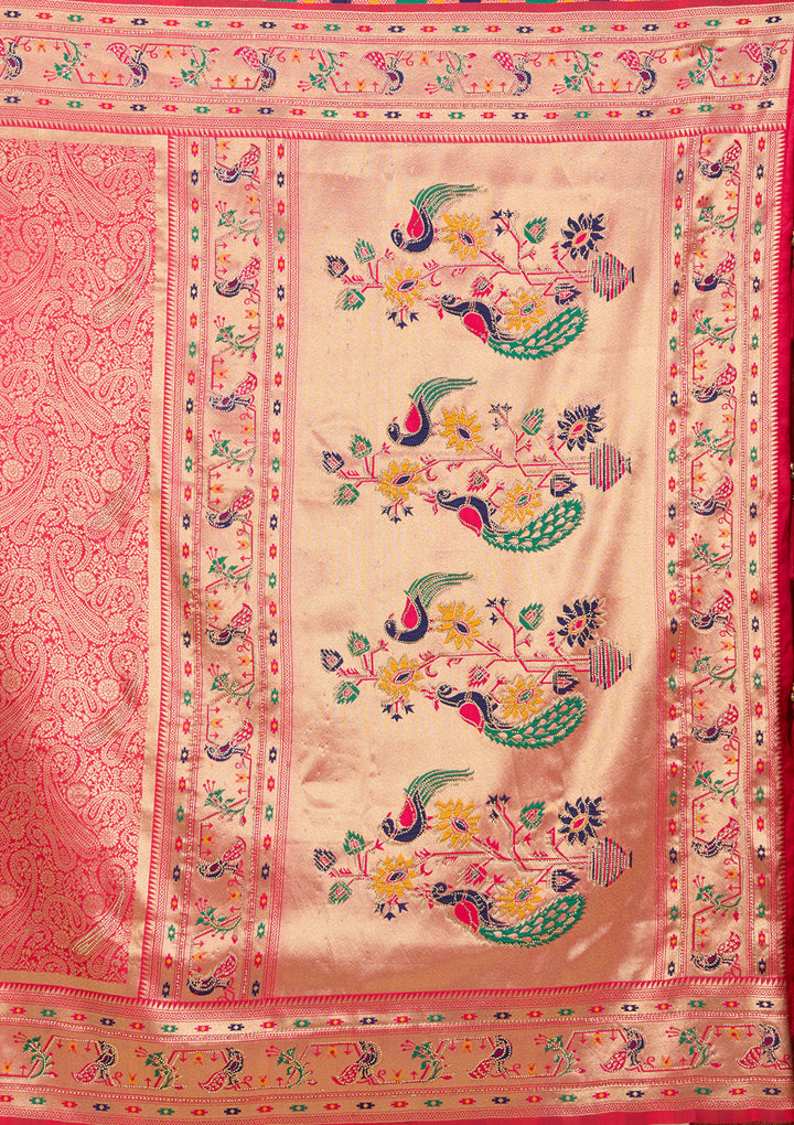 Rani Pink Swarovski Art Silk Saree With Matching Blouse Piece