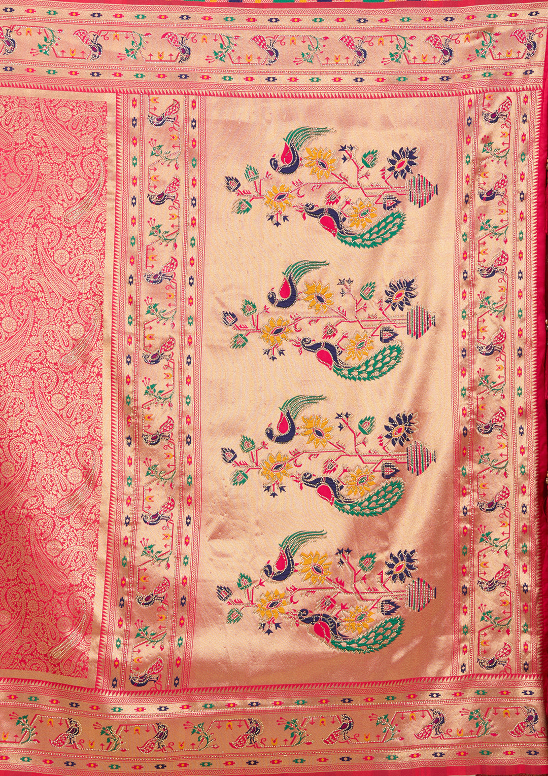 Rani Pink Swarovski Silk Saree With Matching Blouse Piece