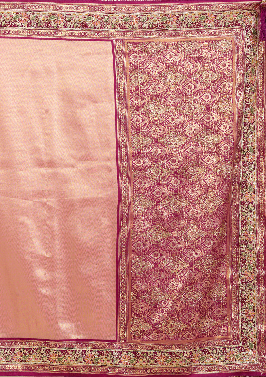 Peach Banarasi Art Silk Saree With Matching Blouse Piece