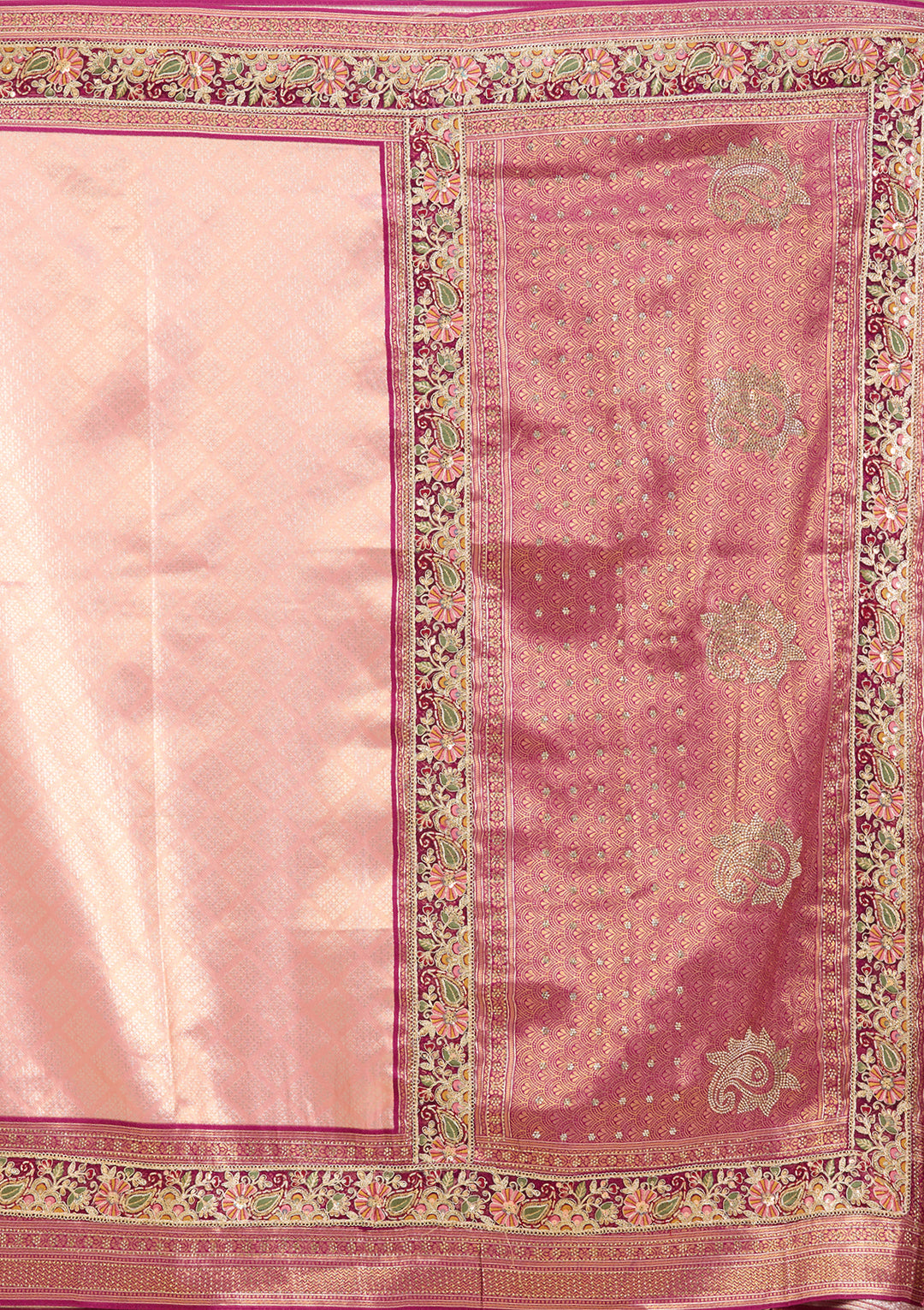 Peach Banarasi Art Silk Saree With Matching Blouse Piece
