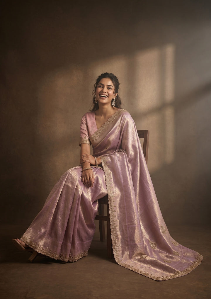 Lavender Swarovski Art Silk Saree