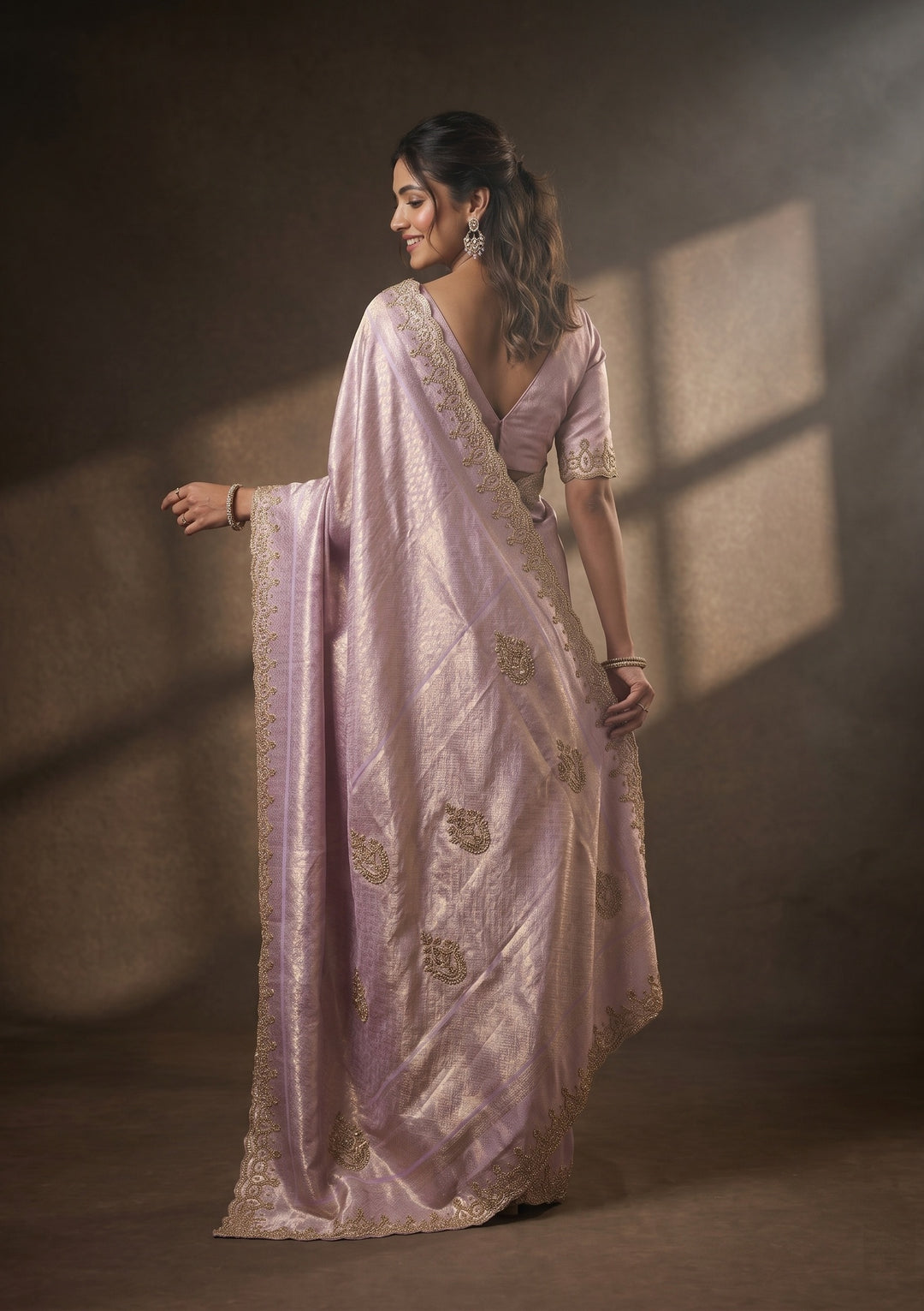 Lavender Swarovski Art Silk Saree