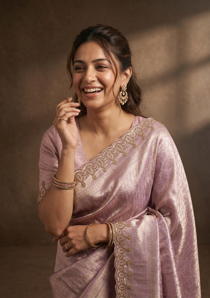 Lavender Swarovski Art Silk Saree