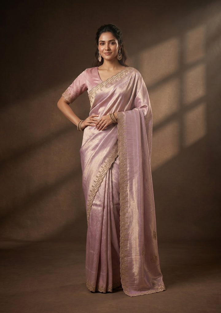 Lavender Swarovski Art Silk Saree