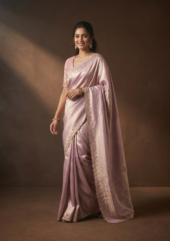 Lavender Swarovski Art Silk Saree