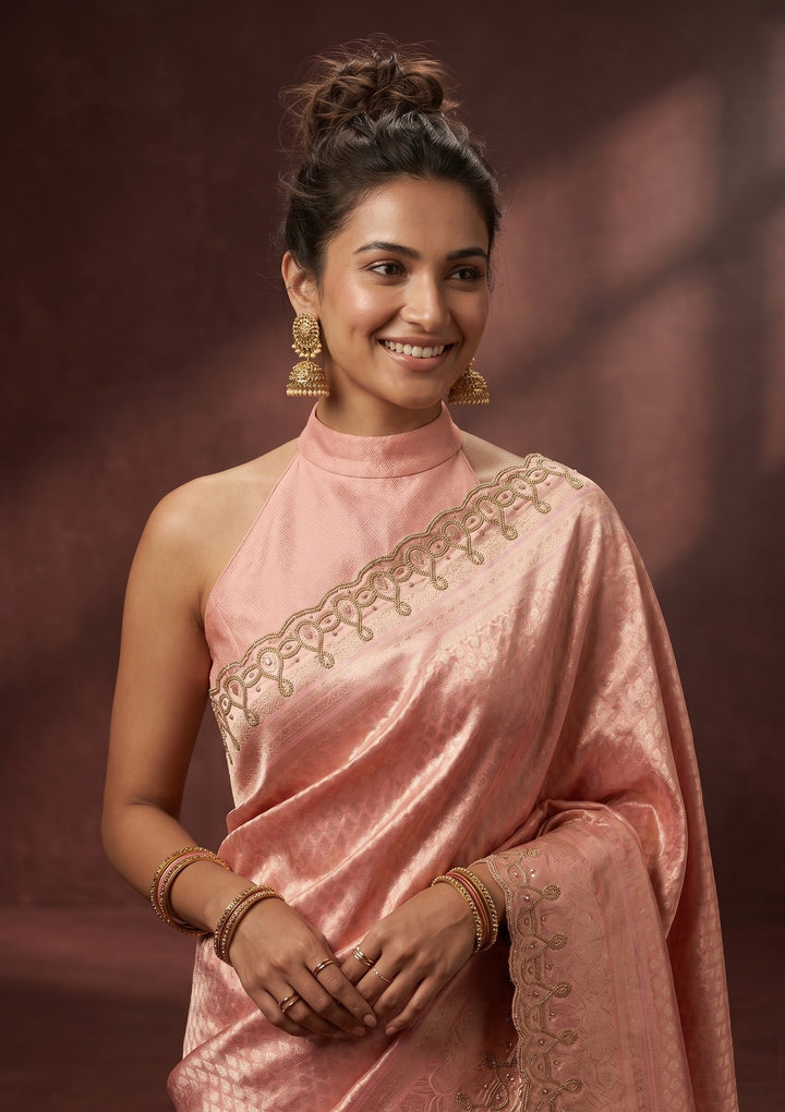 Onion Pink Swarovski Art Silk Saree