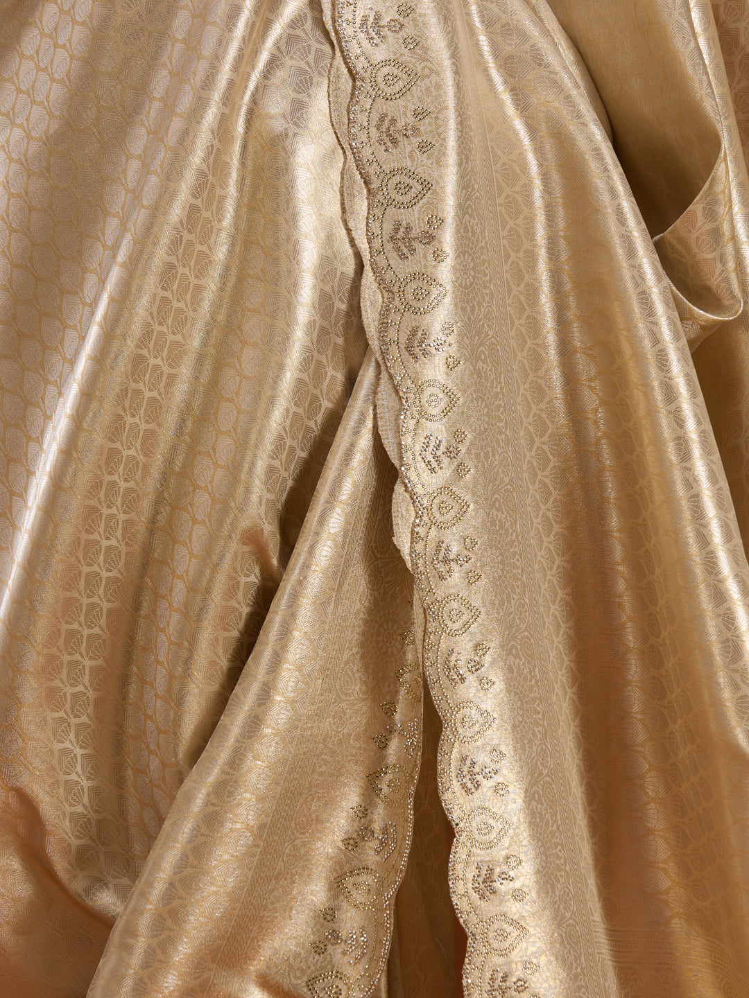 Gold Art Silk Jaal Swarovski Saree With Matching Blouse Piece