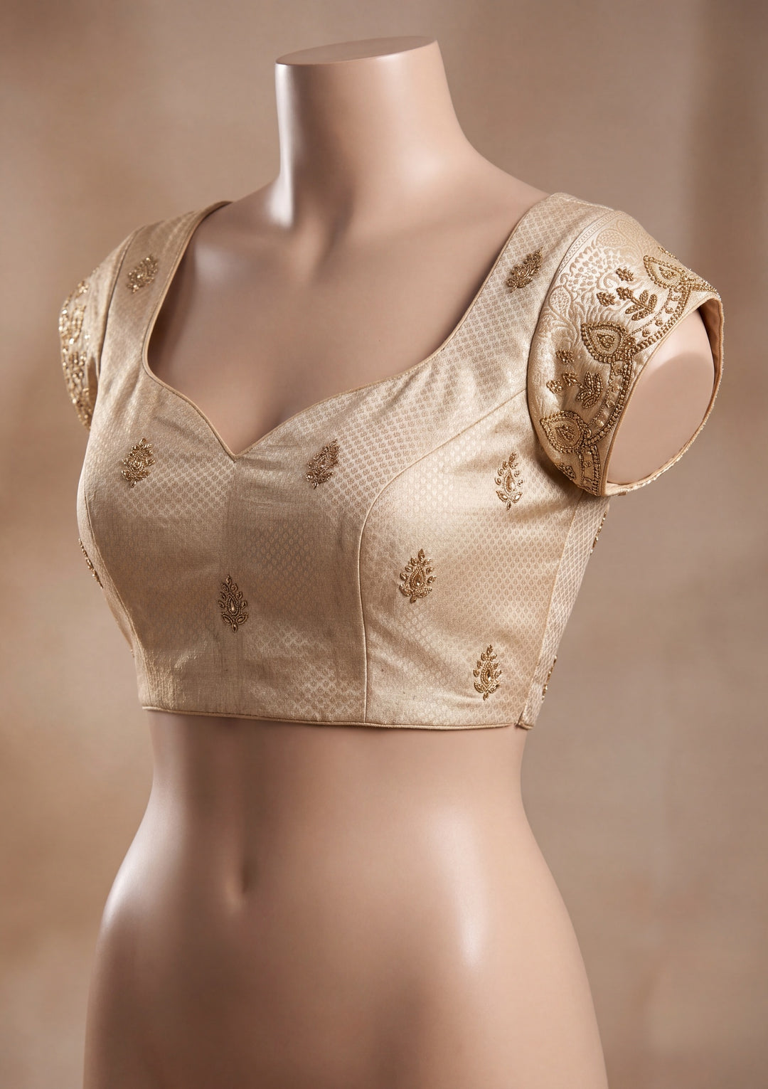 Gold Art Silk Jaal Swarovski Saree With Matching Blouse Piece