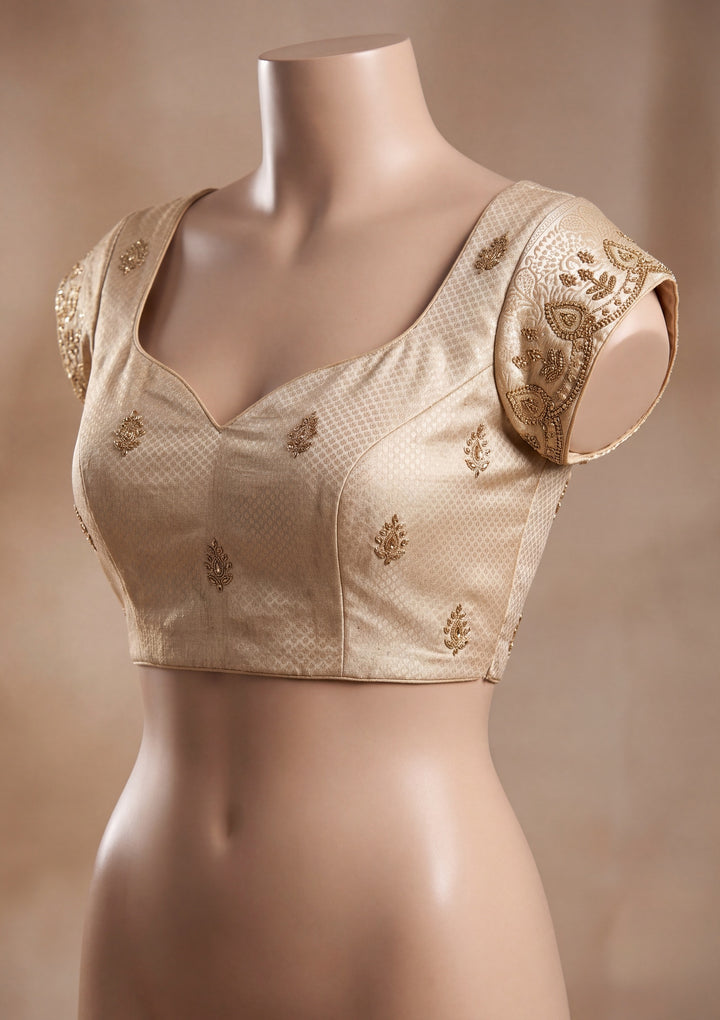 Gold Art Silk Jaal Swarovski Saree With Matching Blouse Piece